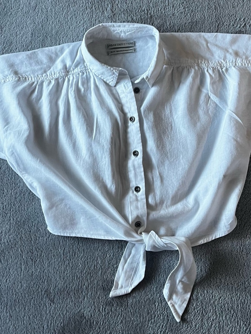 Urban Outfitters White Linen Tie-Front Button Shirt